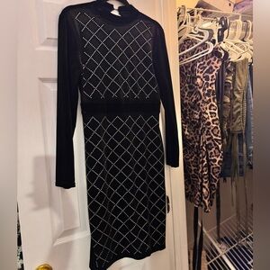Elegant Black Diamond Pattern Dress